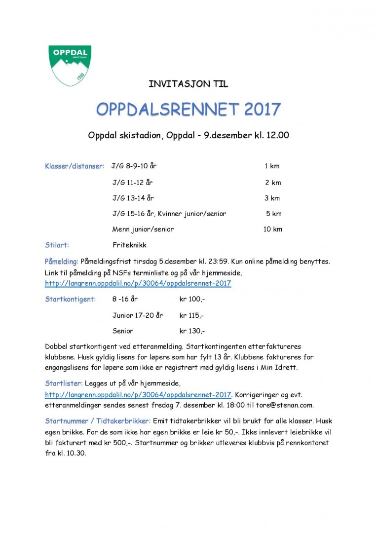 INVITASJON TIL OPPDALSRENNET 9.DES 2017 page 001